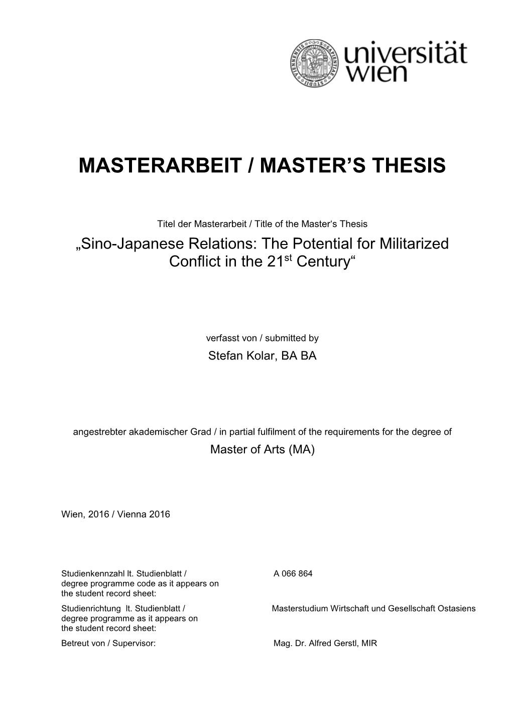 Masterarbeit / Master's Thesis