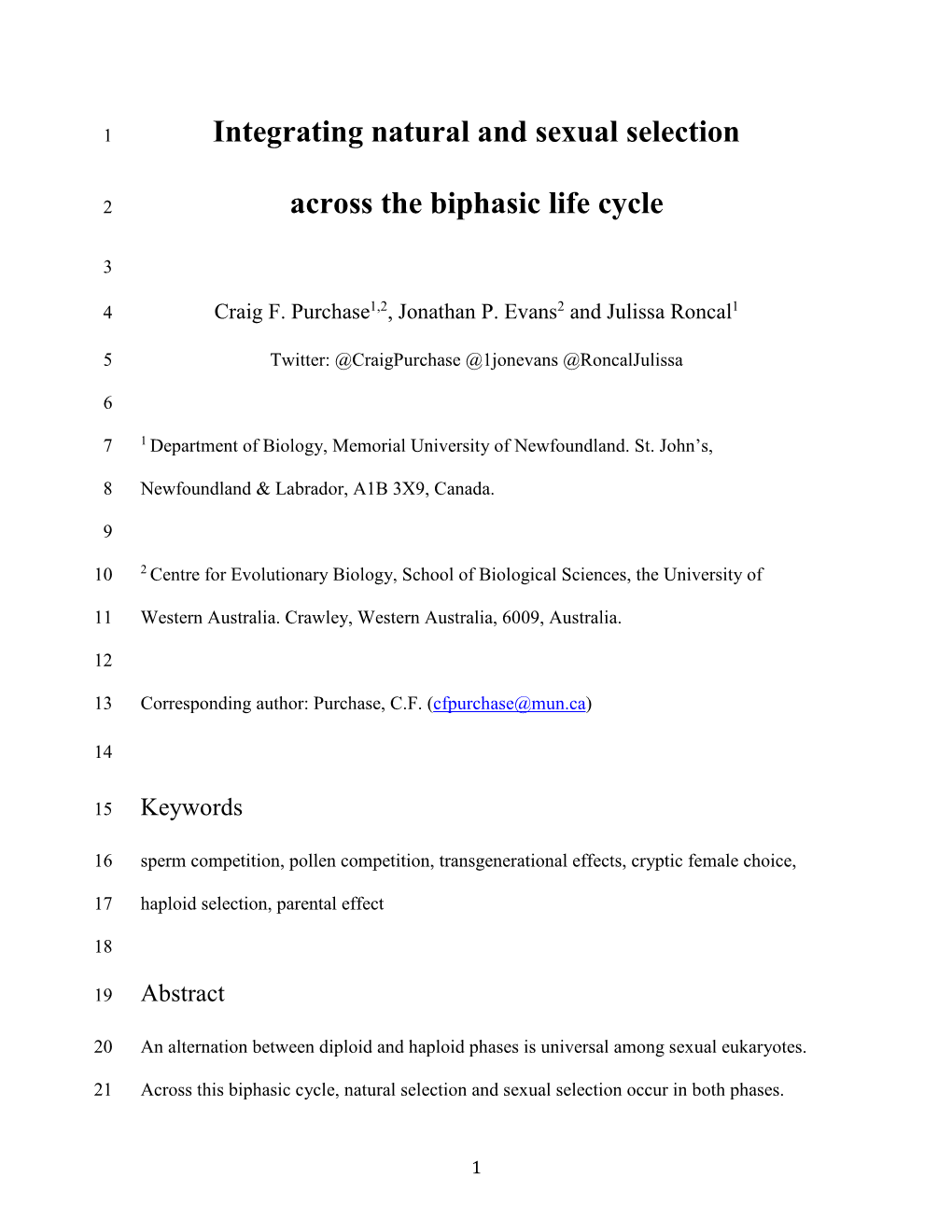 Integrating Natural and Sexual Selection Across the Biphasic Life Cycle