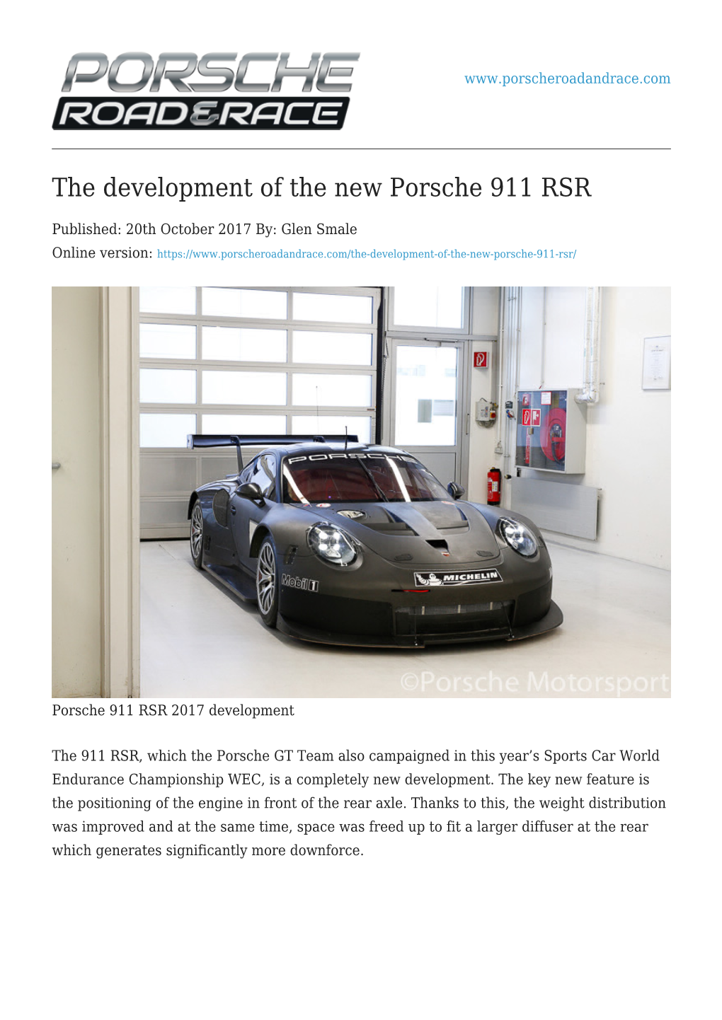 The Development of the New Porsche 911 RSR