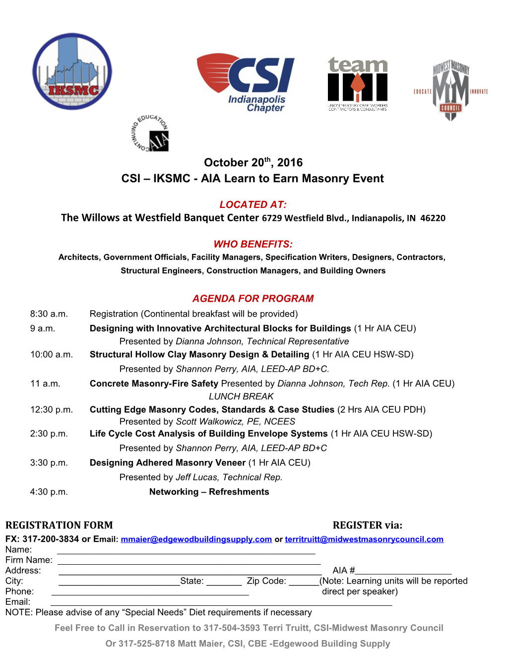 CSI IKSMC - AIA Learn to Earn Masonry Event