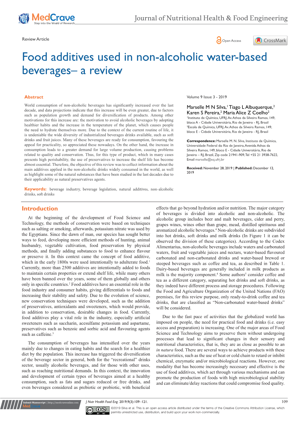 Food Additives Used in Non-Alcoholic Water-Based Beverages– a Review