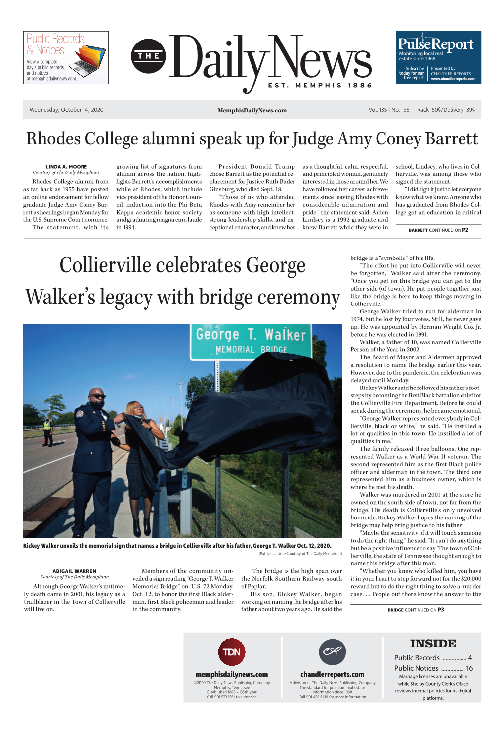 Collierville Celebrates George Walker's Legacy with Bridge Ceremony