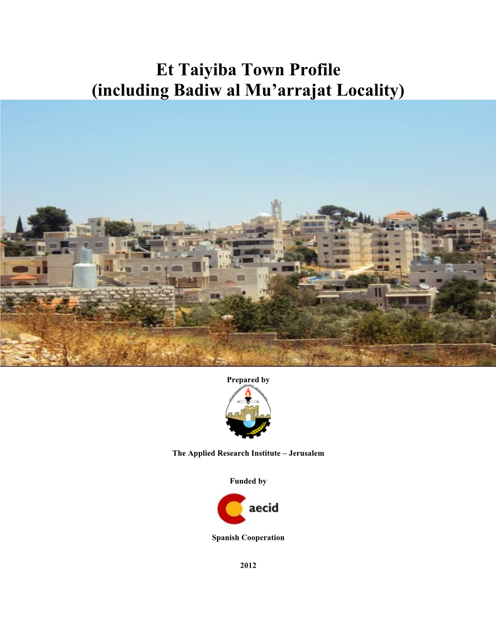 Et Taiyiba Town Profile (Including Badiw Al Mu'arrajat Locality)