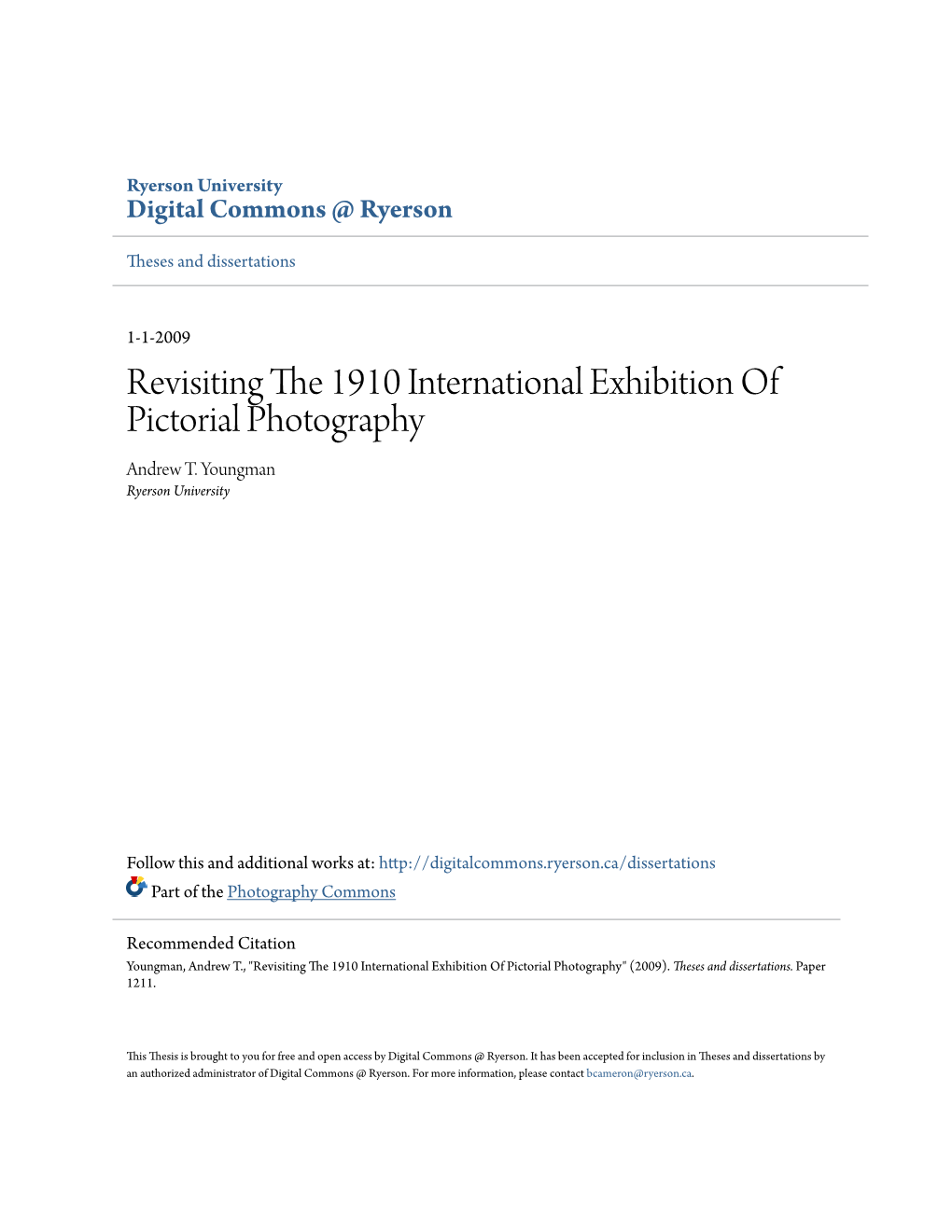 Revisiting the 1910 International Exhibition of Pictorial Photography