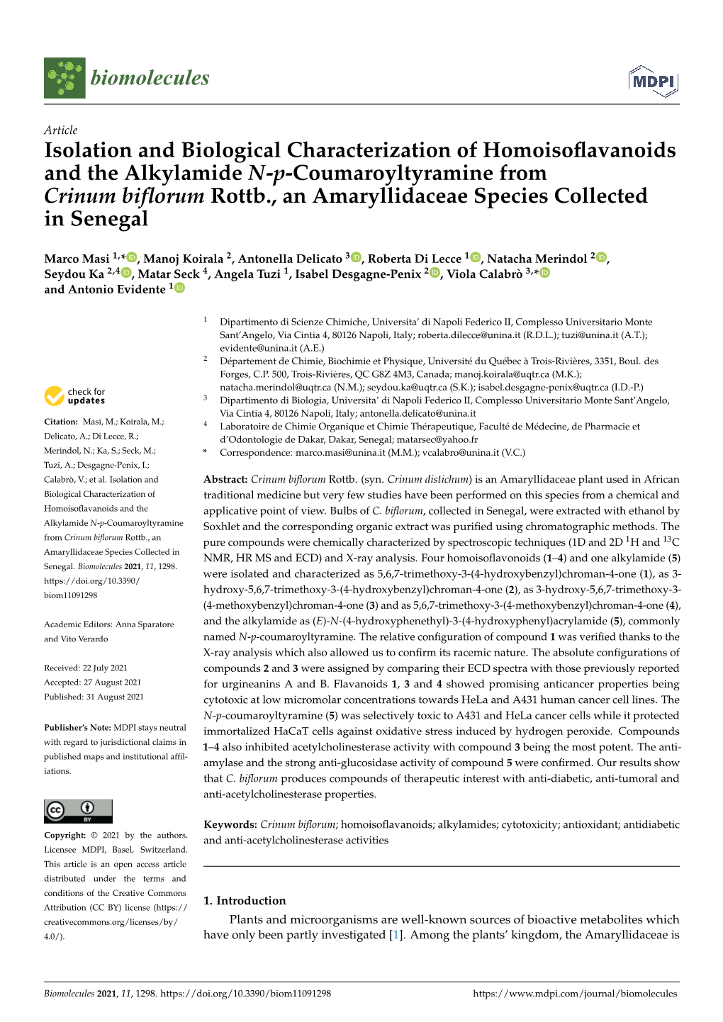 Isolation and Biological Characterization Of