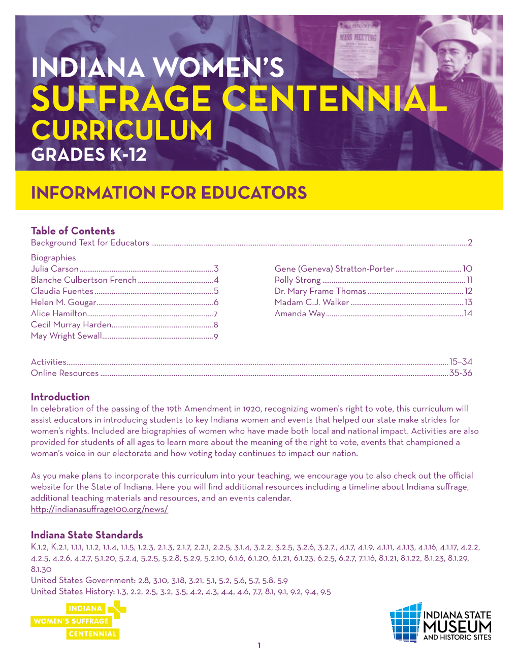 Suffrage Centennial Curriculum Grades K-12