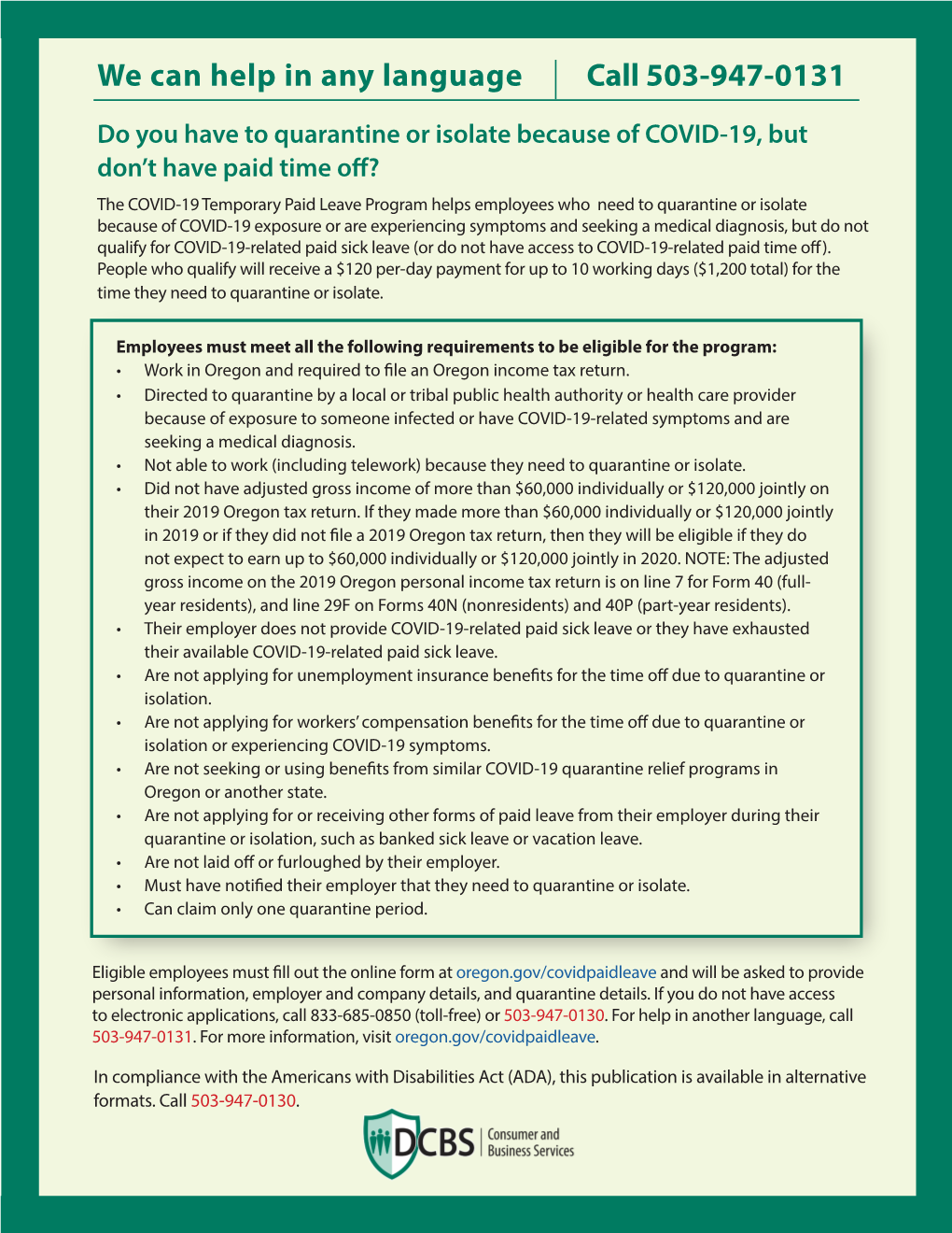 Do You Have to Quarantine Or Isolate Because of COVID-19, but Don't Have Paid Time Off?