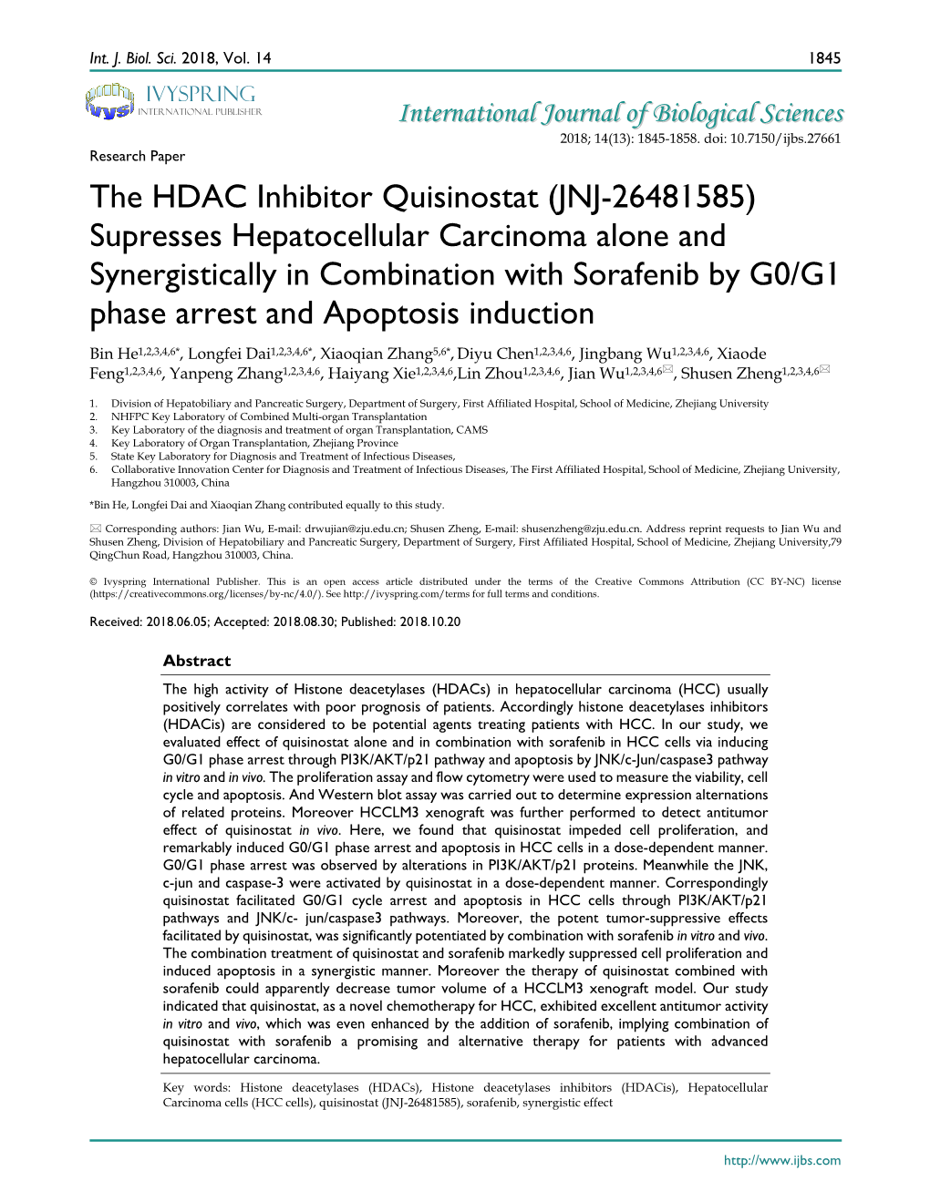 The HDAC Inhibitor Quisinostat