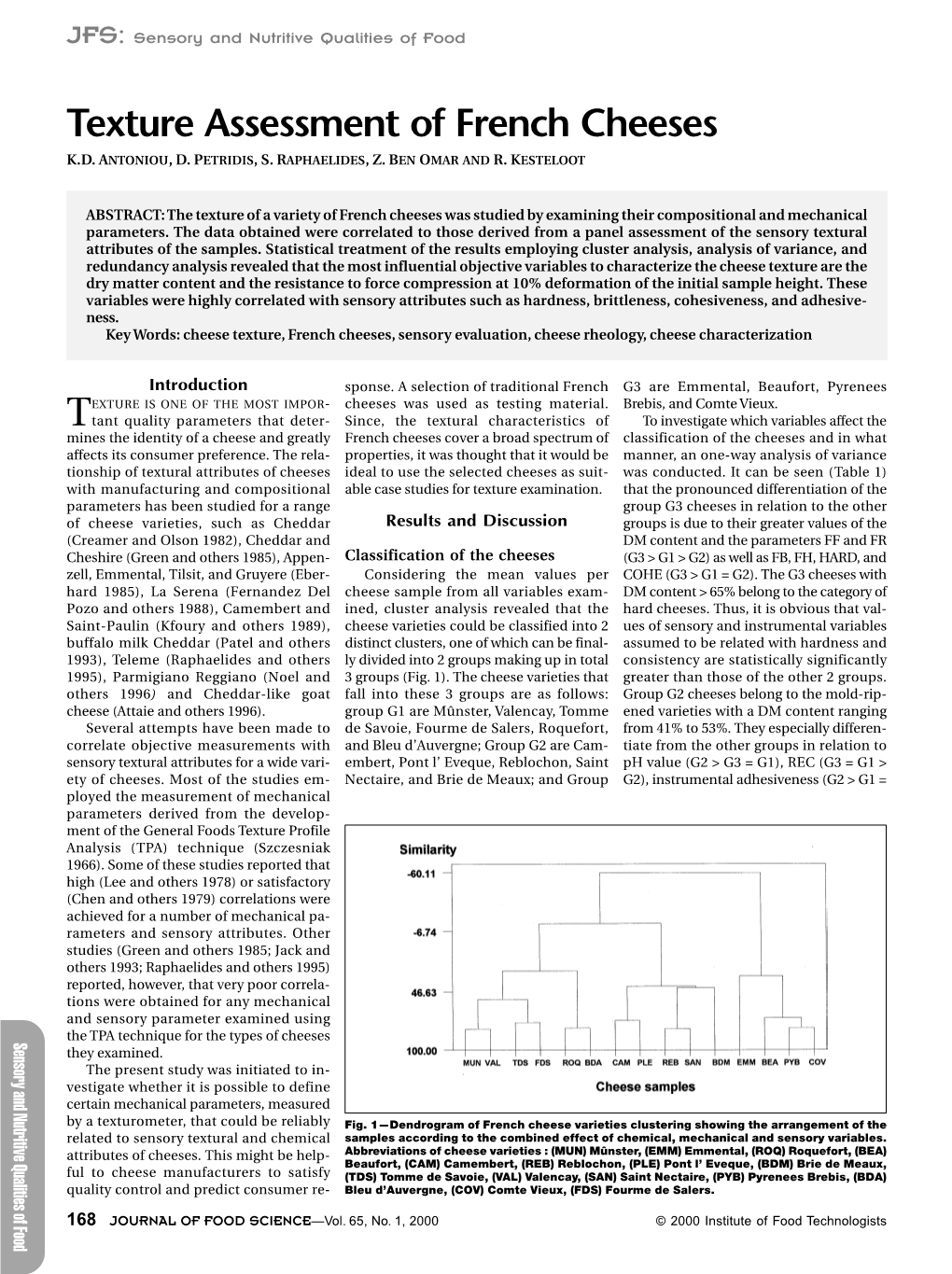 Texture Assessment of French Cheeses K.D