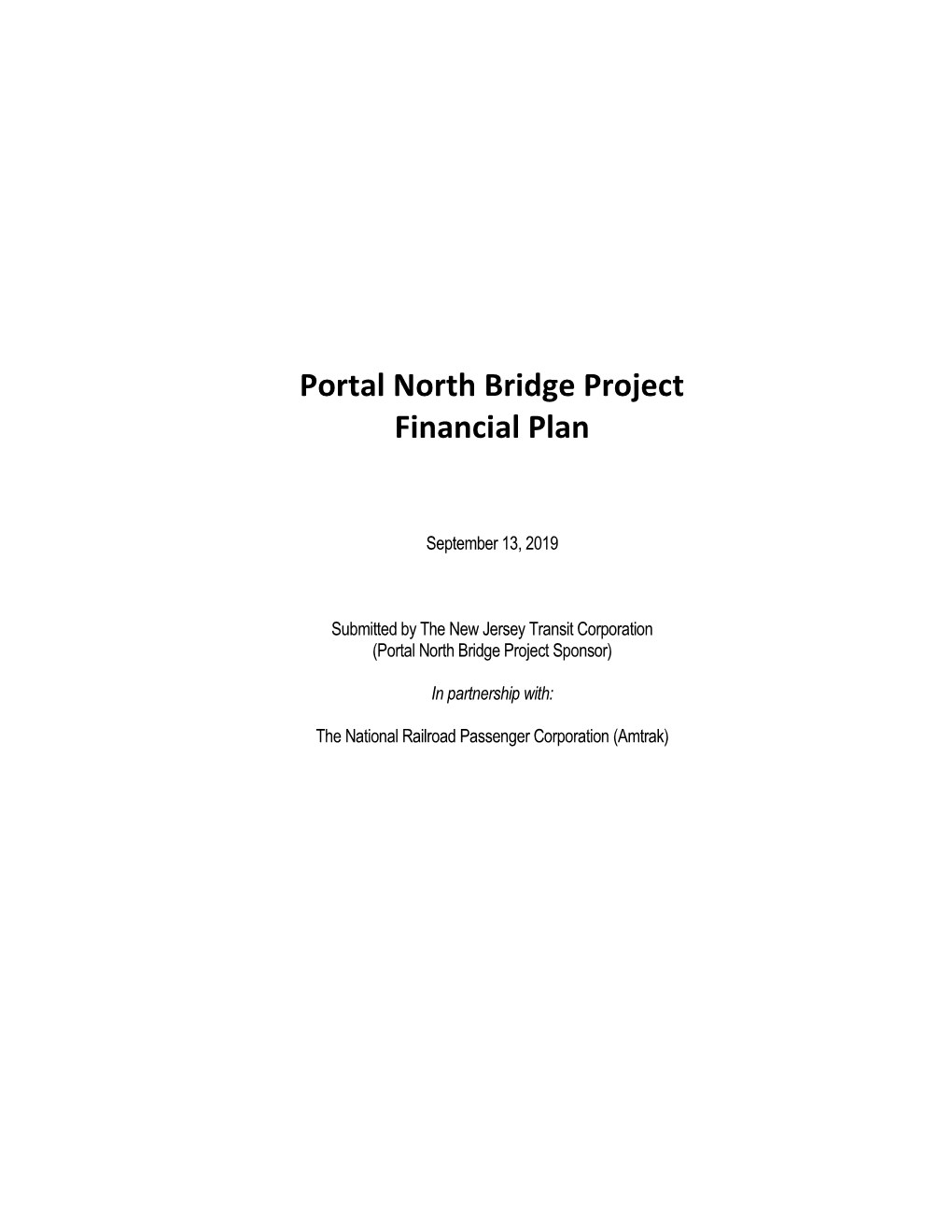 Portal North Bridge Project Financial Plan