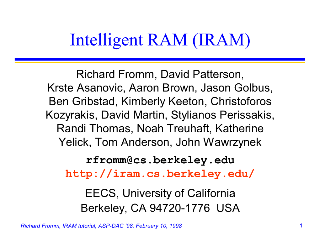 Intelligent RAM (IRAM)