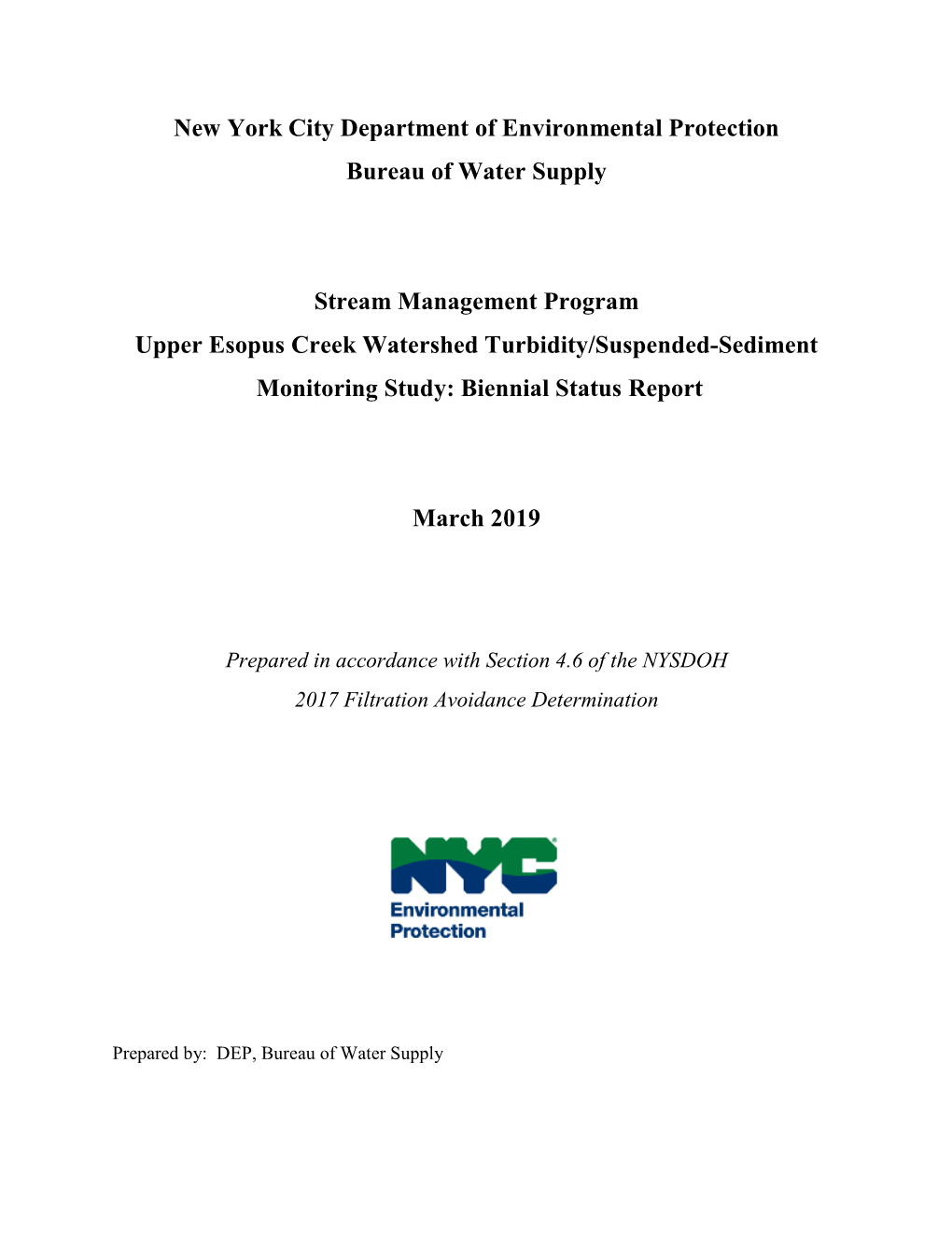 New York City Department of Environmental Protection Bureau of Water Supply