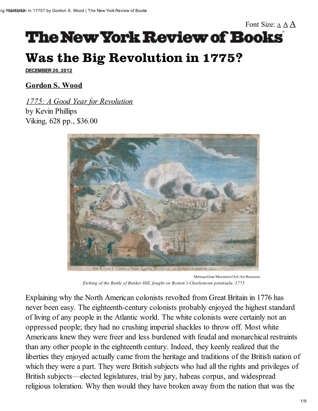 Was the Big Revolution in 1775? DECEMBER 20, 2012