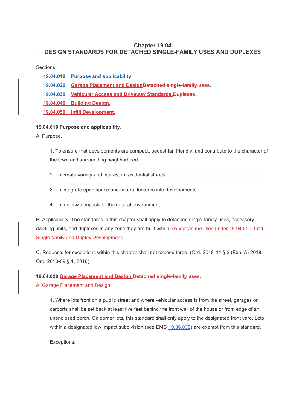 Chapter 19.04 DESIGN STANDARDS for DETACHED SINGLE-FAMILY USES and DUPLEXES