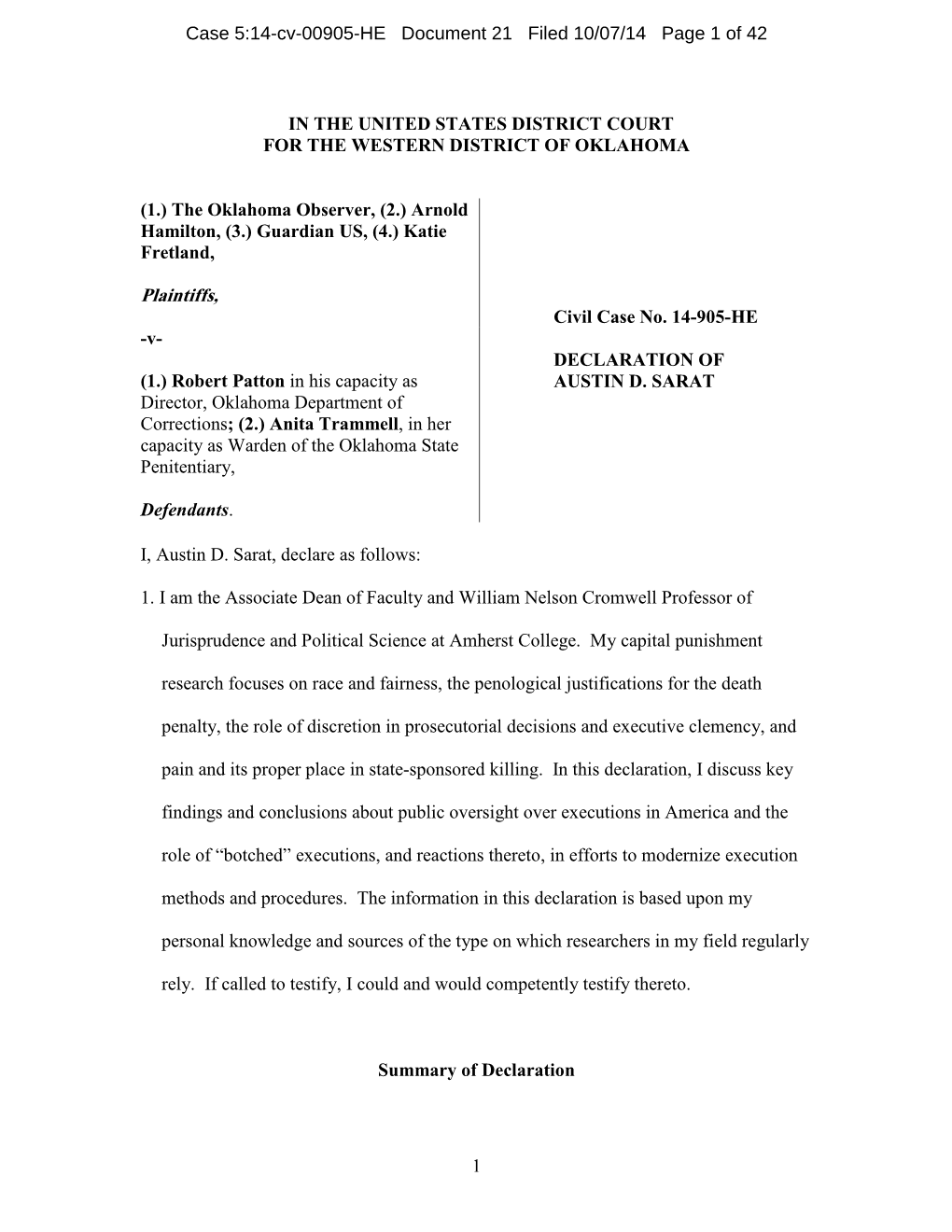 The Oklahoma Observer, (2.) Arnold Hamilton, (3.) Guardian US, (4.) Katie Fretland