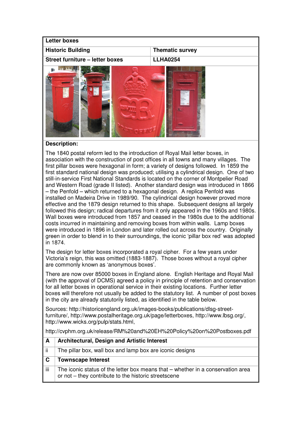 Letter Boxes Historic Building Thematic Survey Street Furniture – Letter Boxes LLHA0254