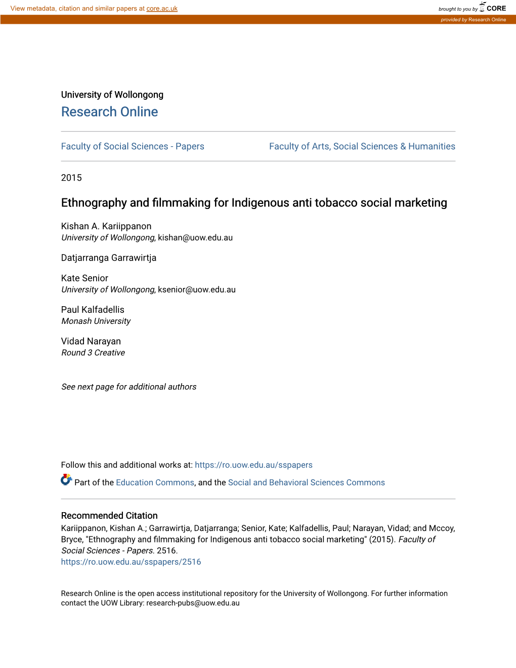 Ethnography and Filmmaking for Indigenous Anti Tobacco Social