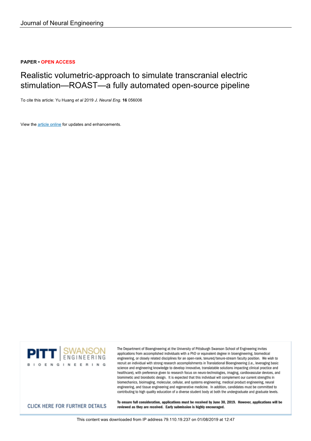 Realistic Volumetric-Approach to Simulate Transcranial Electric Stimulation—ROAST—A Fully Automated Open-Source Pipeline