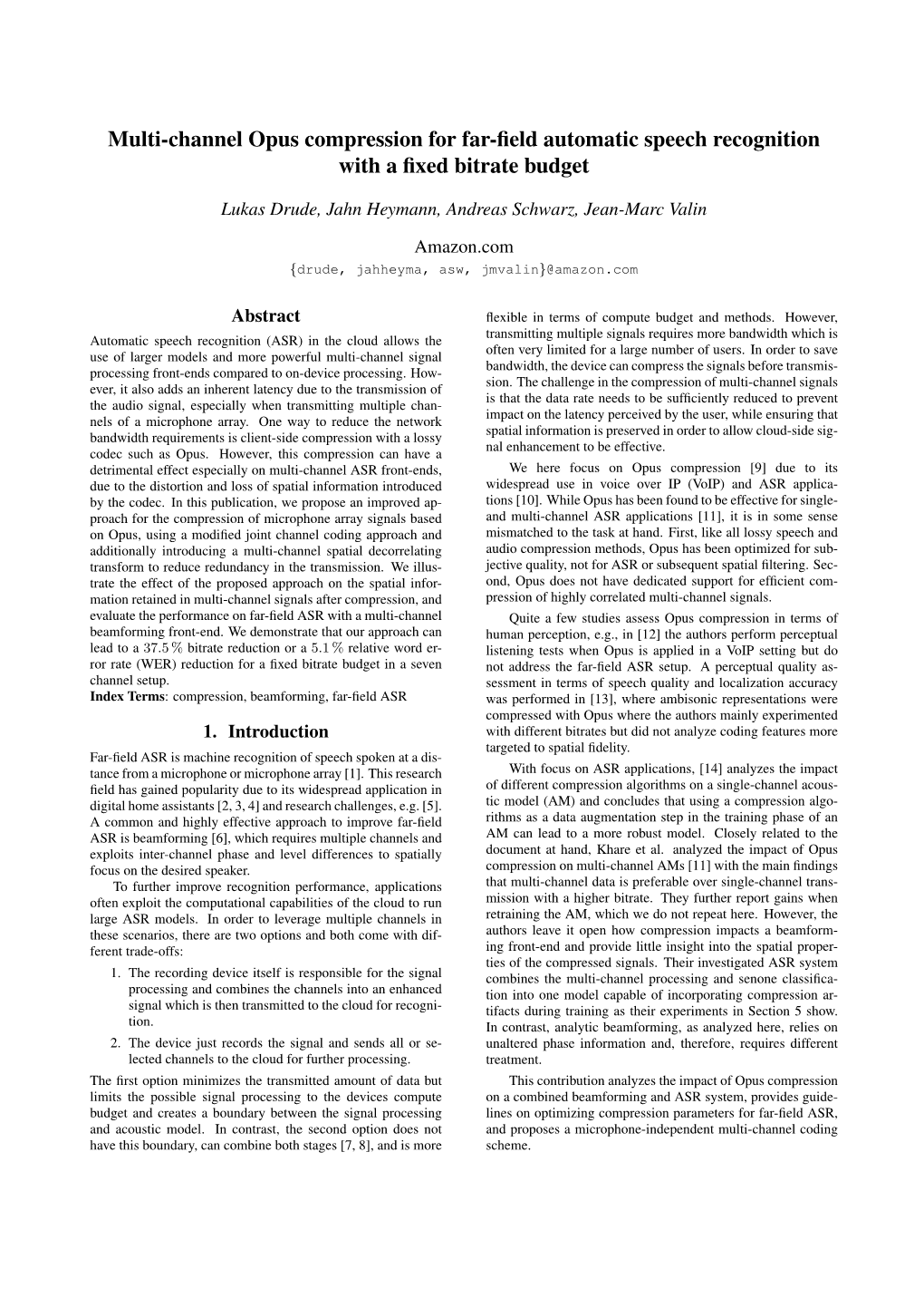 Multi-Channel Opus Compression for Far-Field Automatic Speech