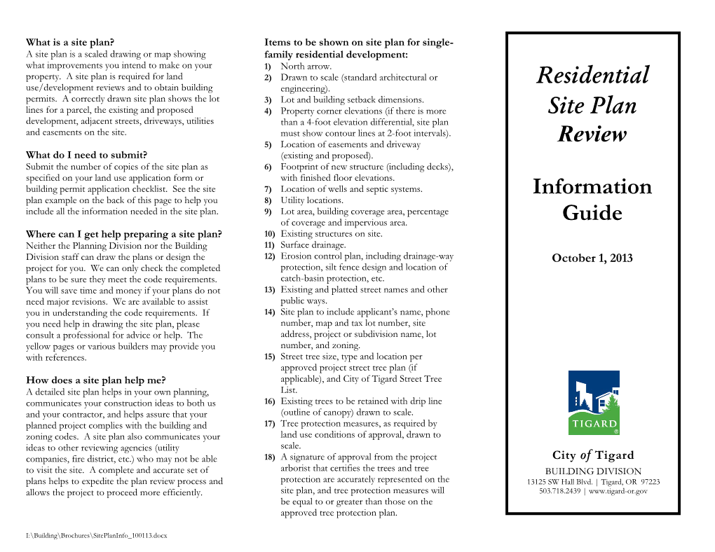 Residential Site Plan Review Information Guide