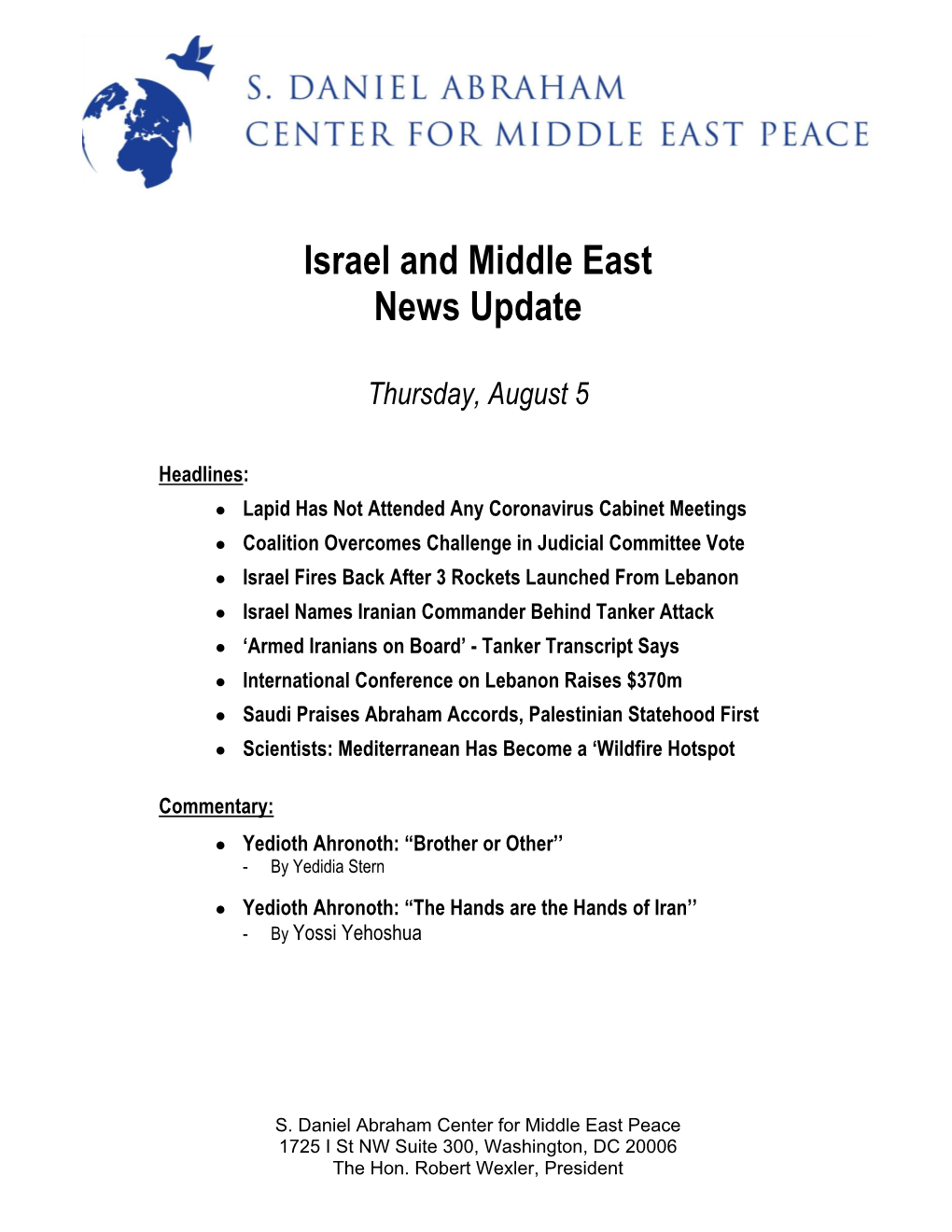 Israel and Middle East News Update