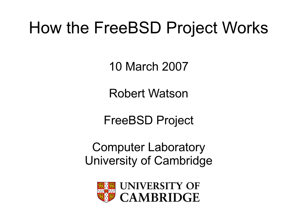 How the Freebsd Project Works