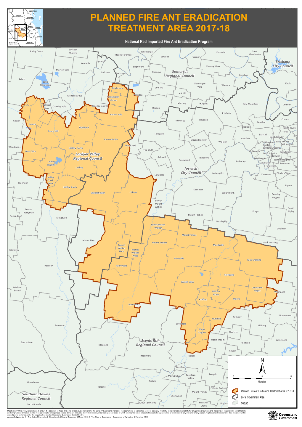 Planned Fire Ant Eradication Treatment Area 2017-18