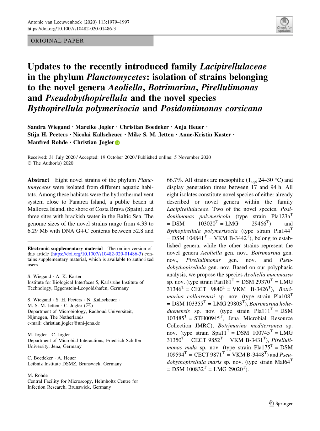 Isolation of Strains Belonging To