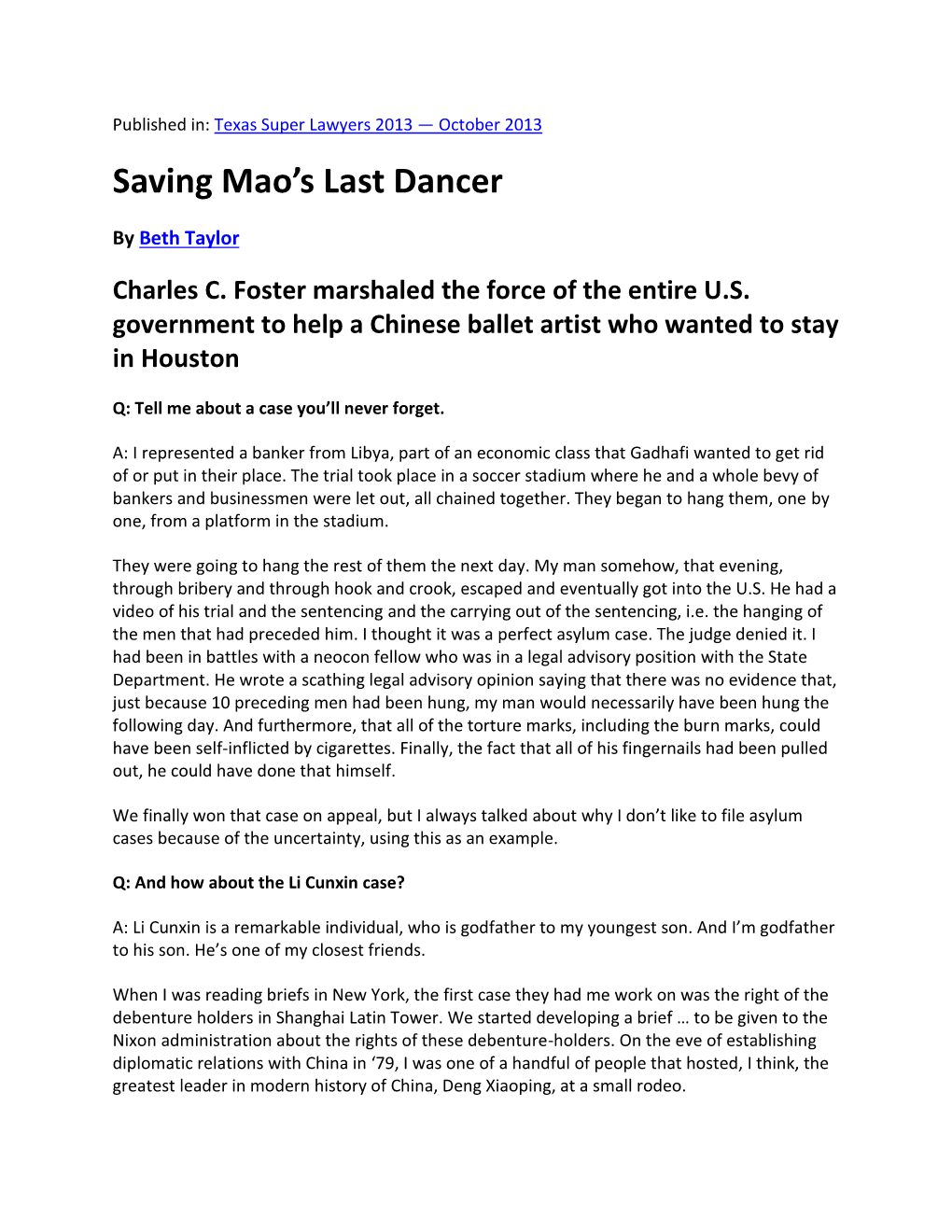 Saving Mao's Last Dancer