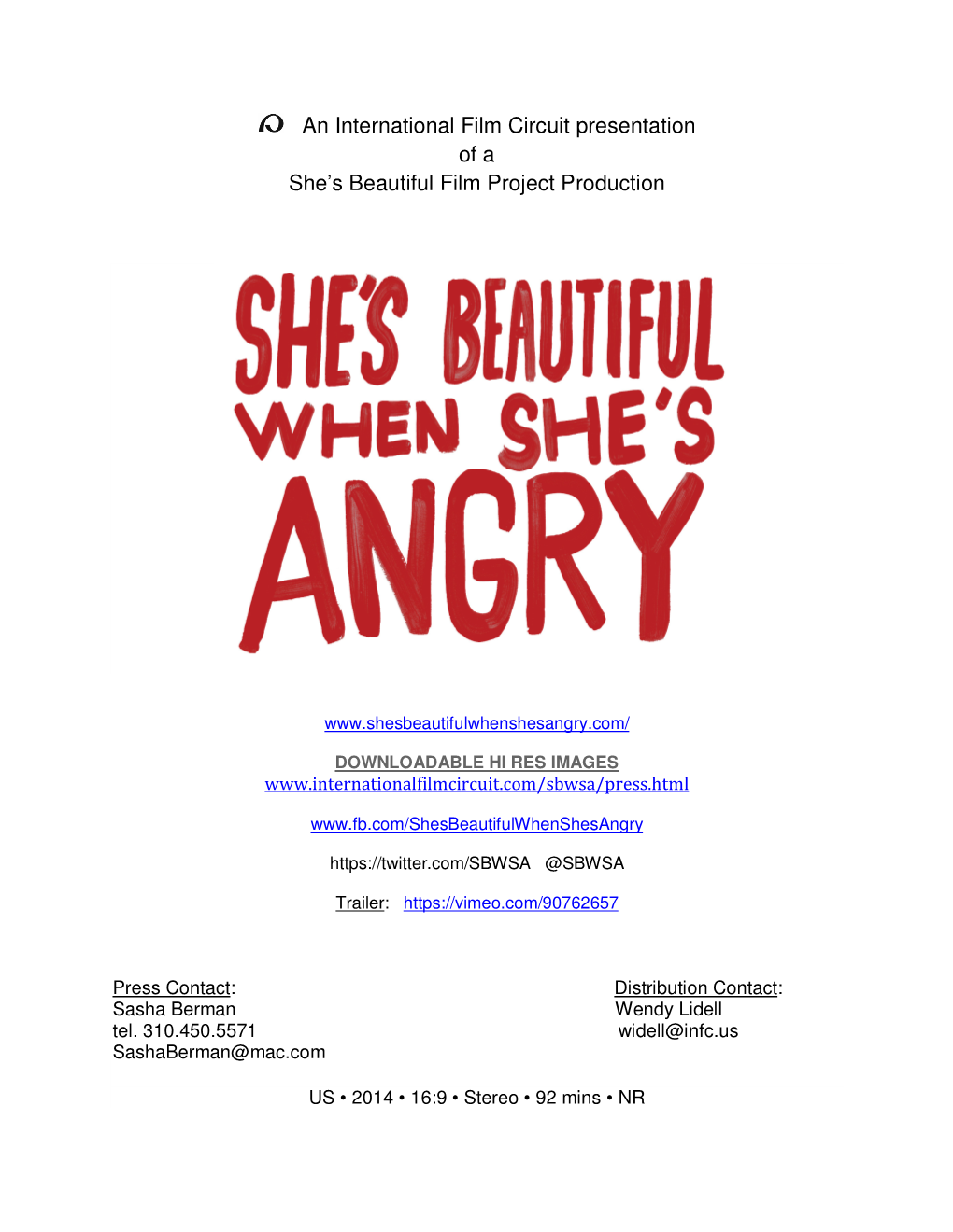 An International Film Circuit Presentation of a She's Beautiful