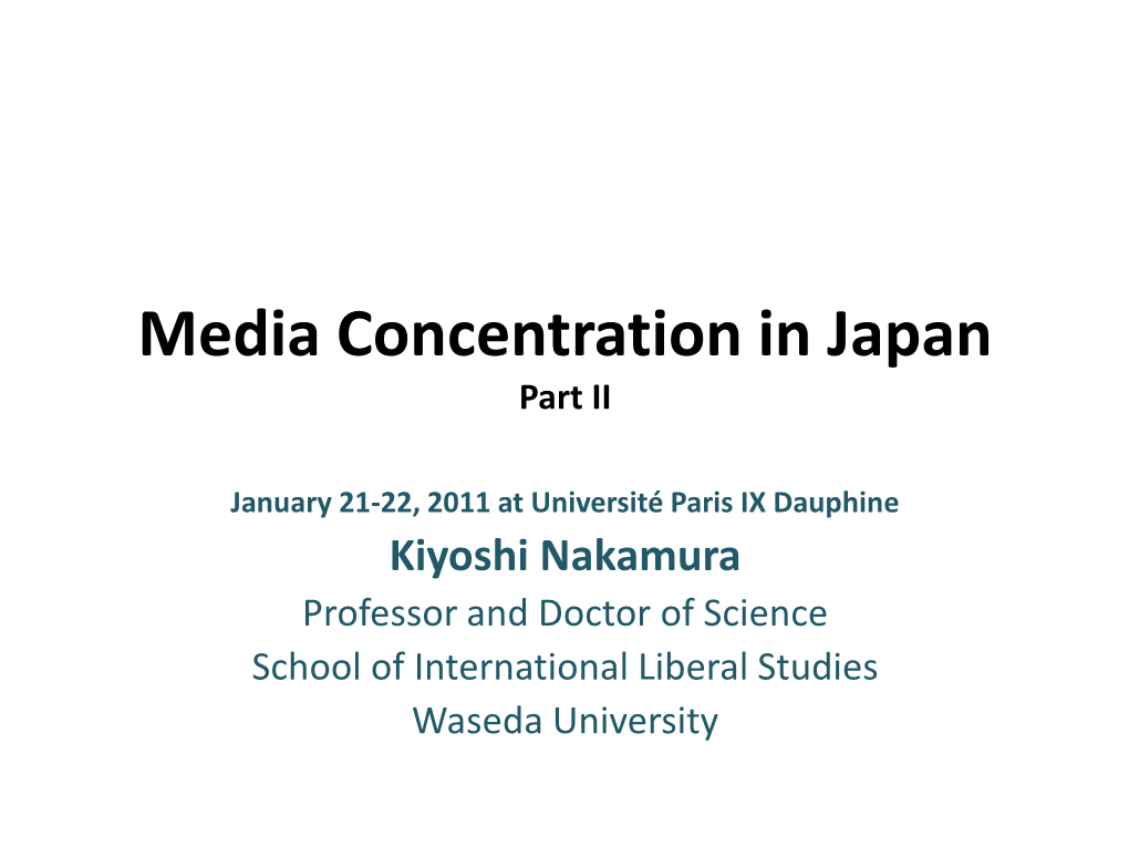 Media Concentration in Japan Part II