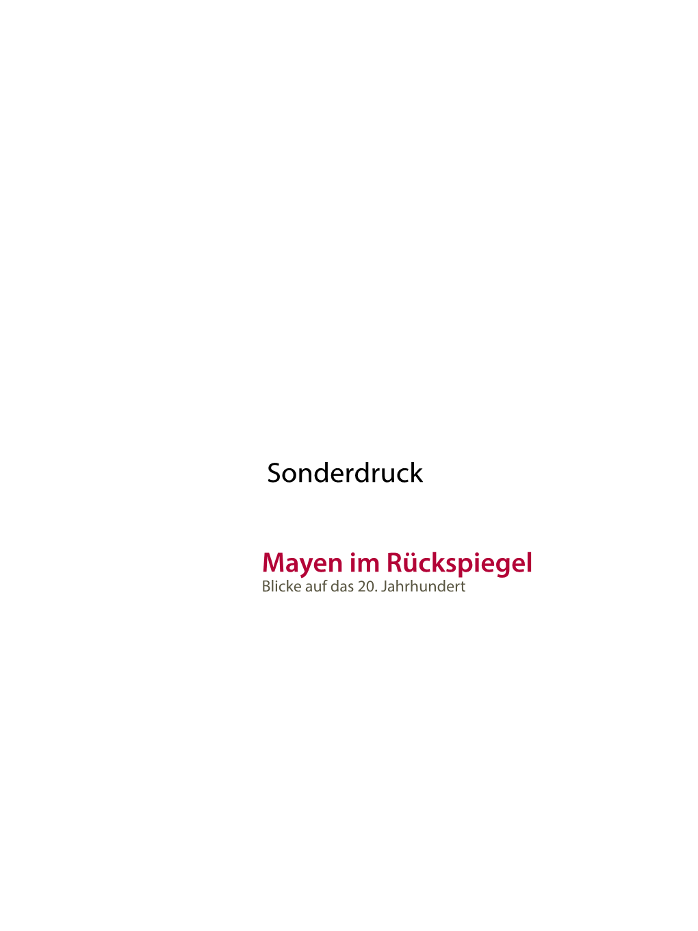 Mayen Im Rückspiegel Sonderdruck