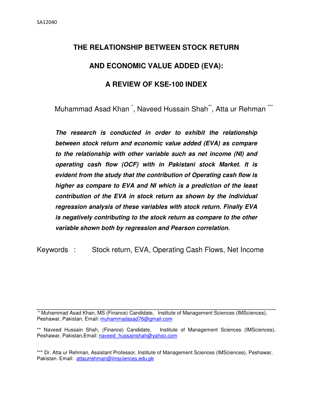 The Relationship Between Stock Return and Economic