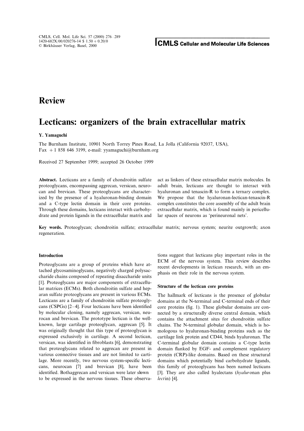 Review Lecticans: Organizers of the Brain Extracellular Matrix