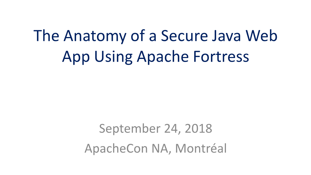 The Anatomy of a Secure Java Web App Using Apache Fortress