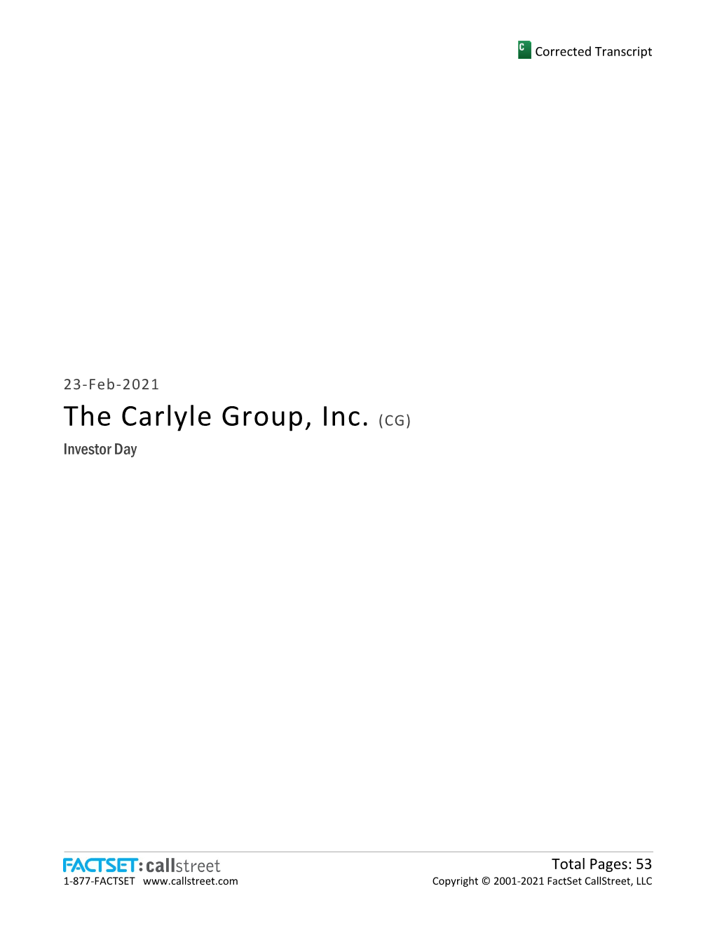 The Carlyle Group, Inc. (CG) Investor Day