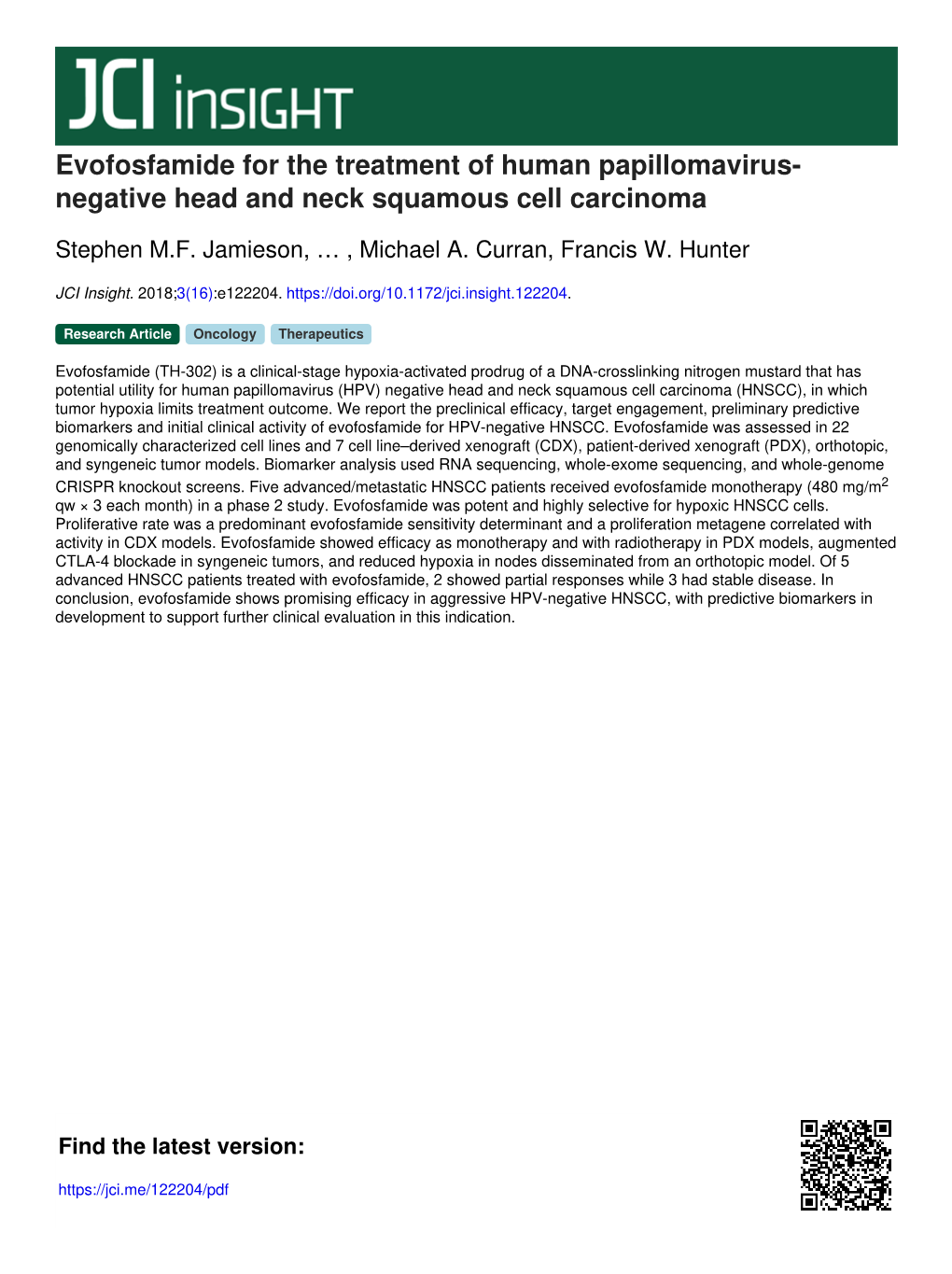 Negative Head and Neck Squamous Cell Carcinoma