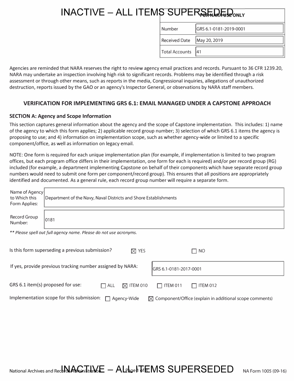 Department of the Navy, Naval Districts and Shore Establishments Form Applies