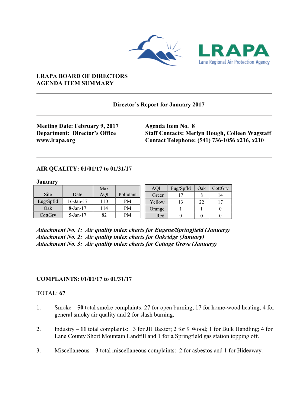 Lrapa Board of Directors Agenda Item Summary