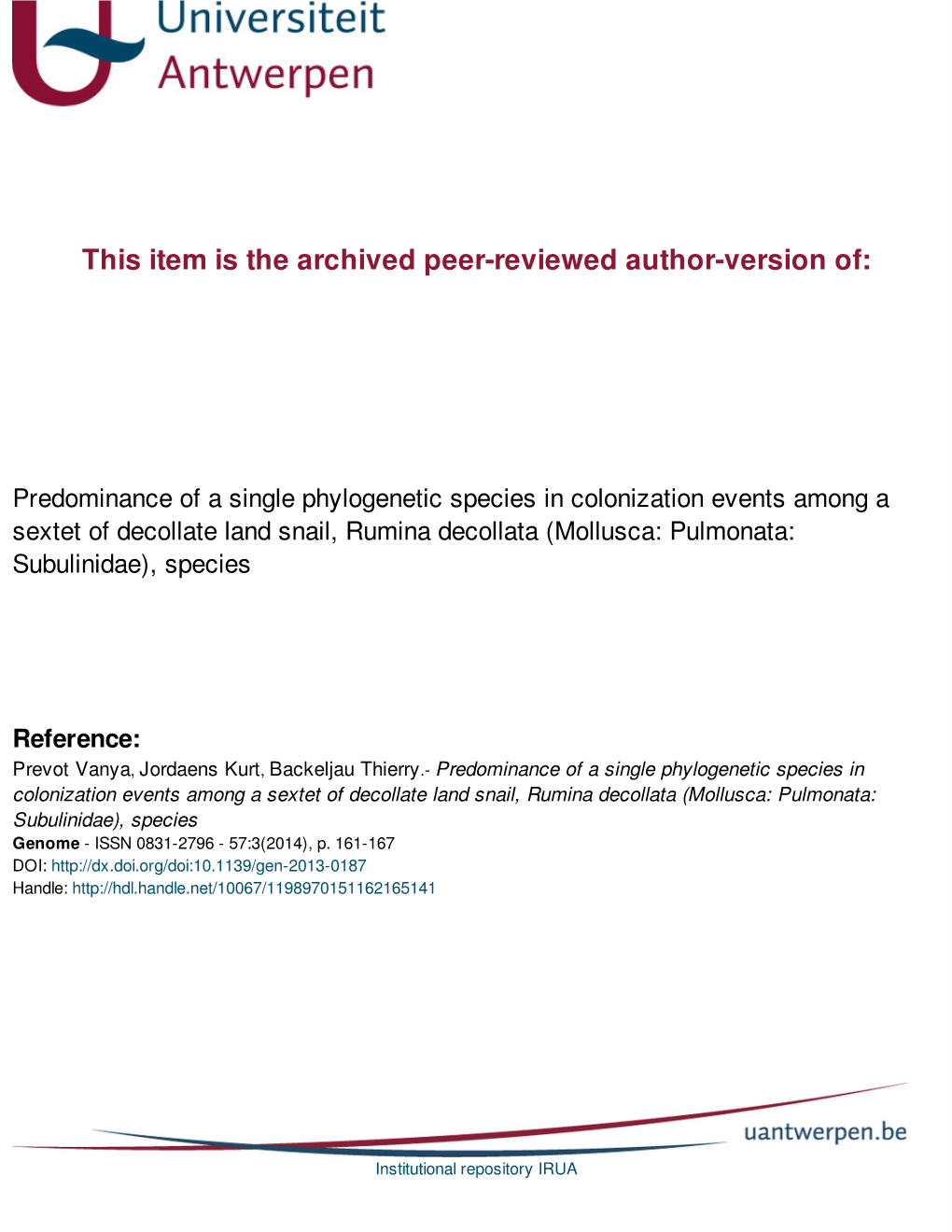 Characterizing the Colonizing Decollate Snail, Rumina Decollata