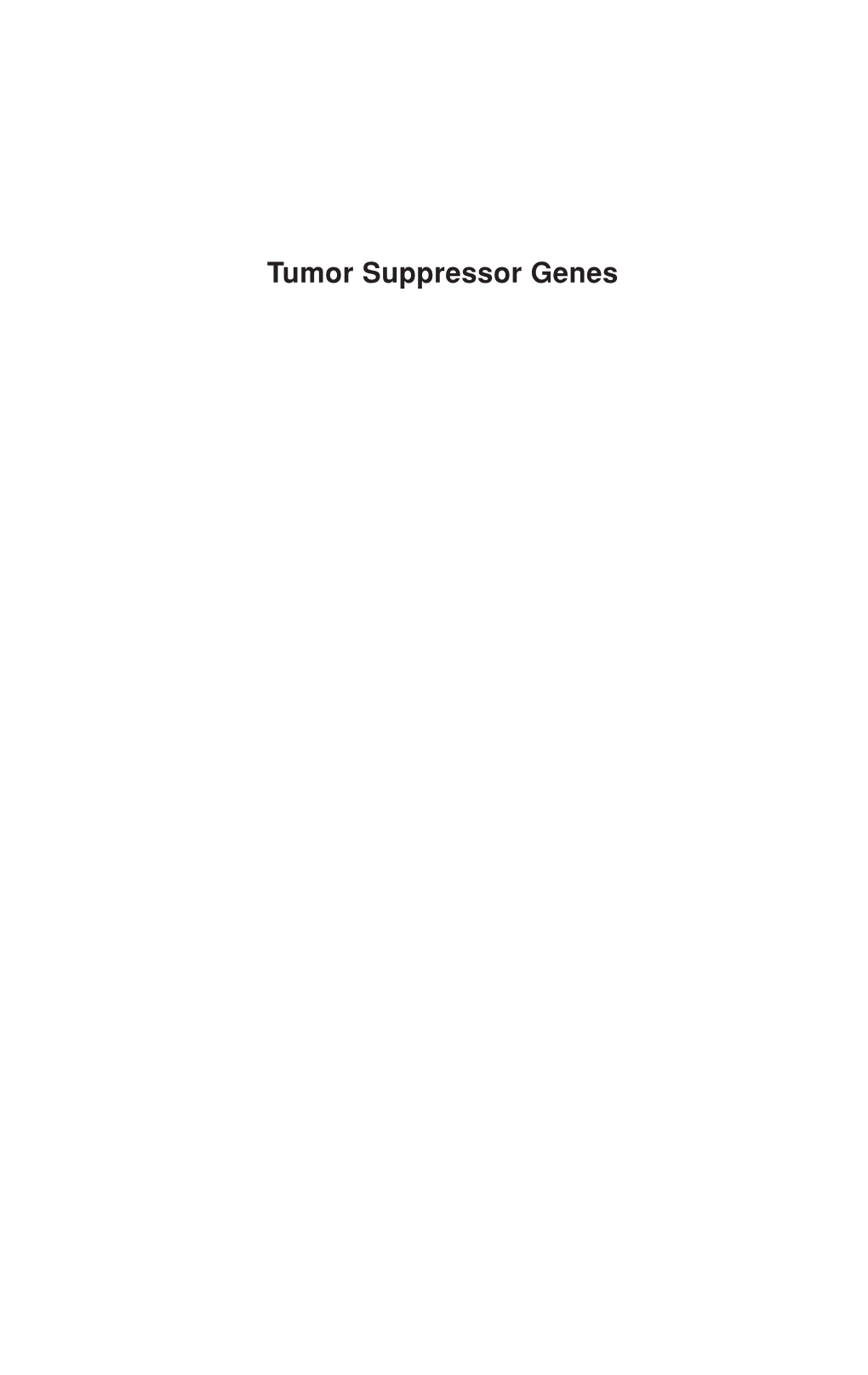Tumor Suppressor Genes Ii