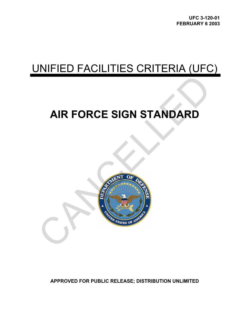 UFC 3-120-01 Air Force Sign Standard