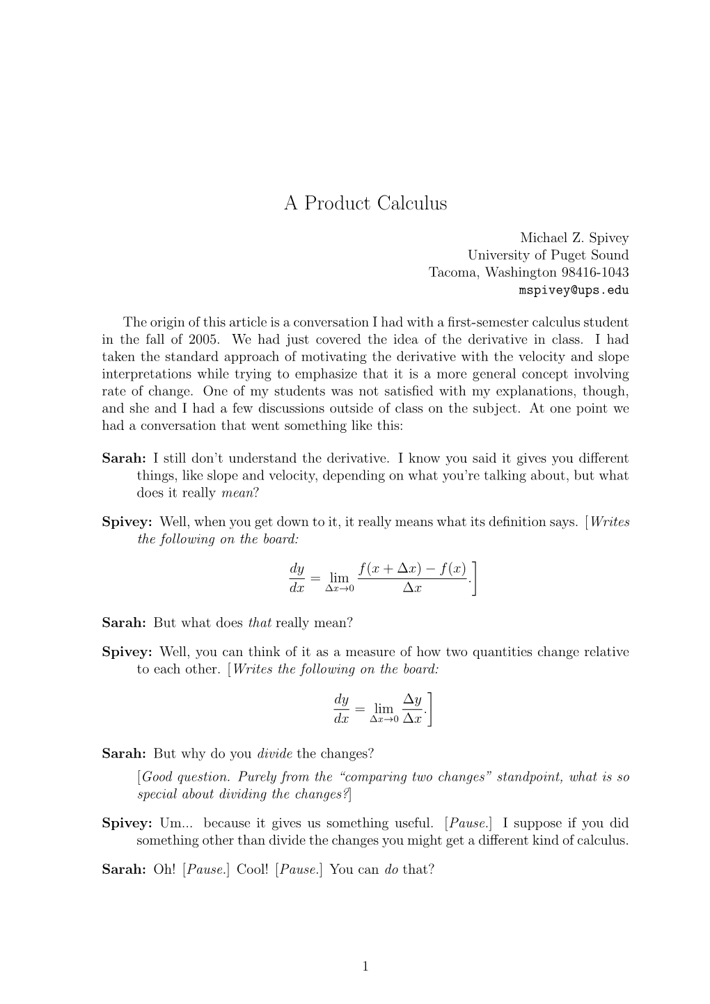 A Product Calculus