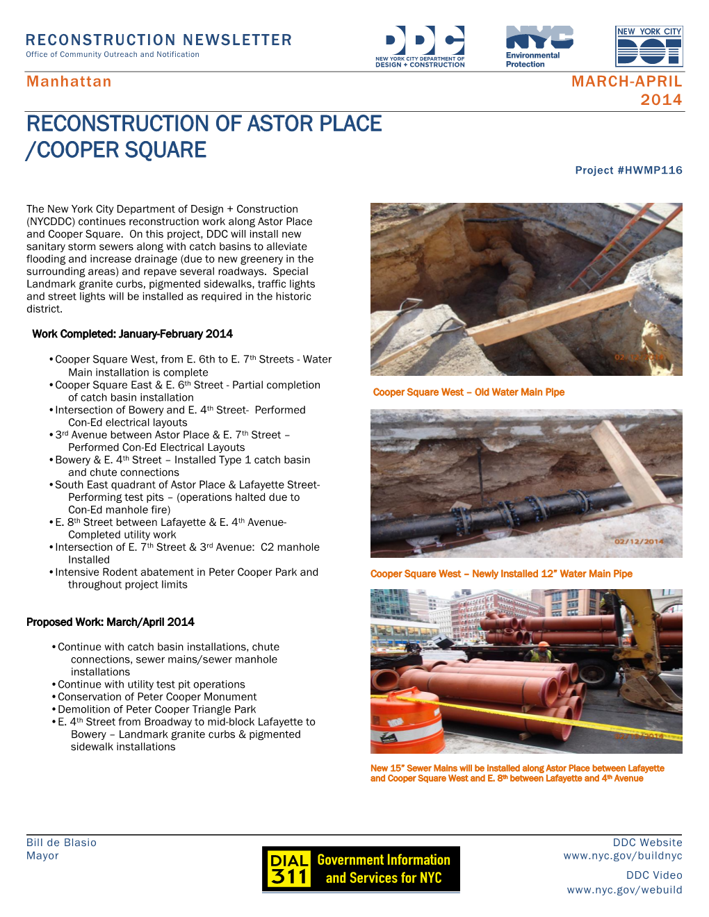 RECONSTRUCTION of ASTOR PLACE /COOPER SQUARE Project #HWMP116