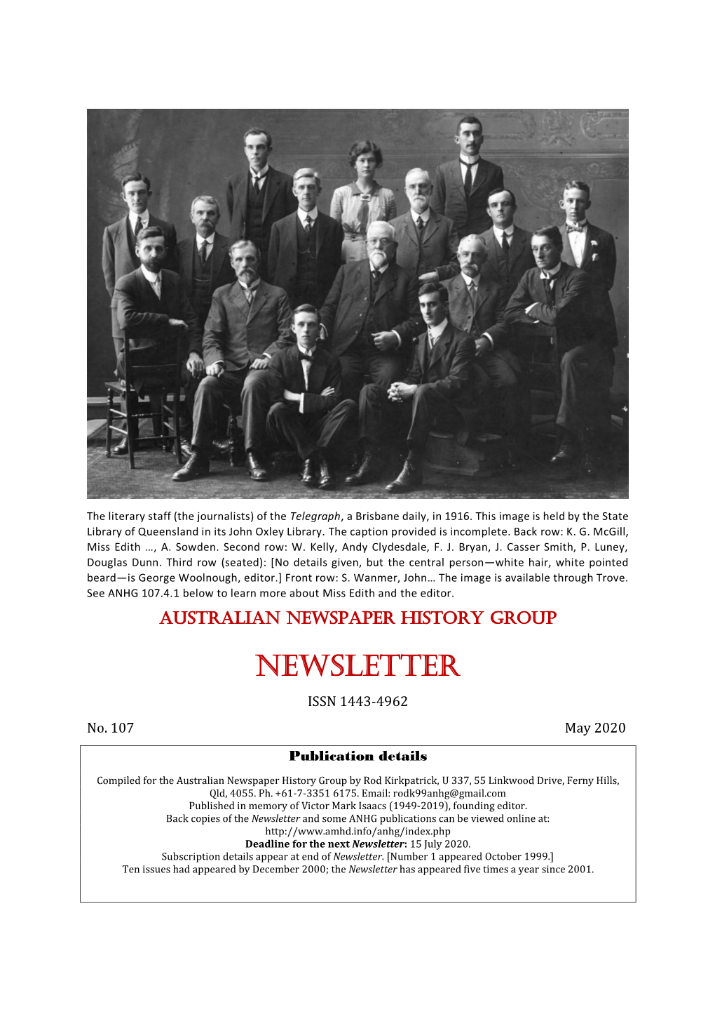 NEWSLETTER ISSN 1443-4962 No