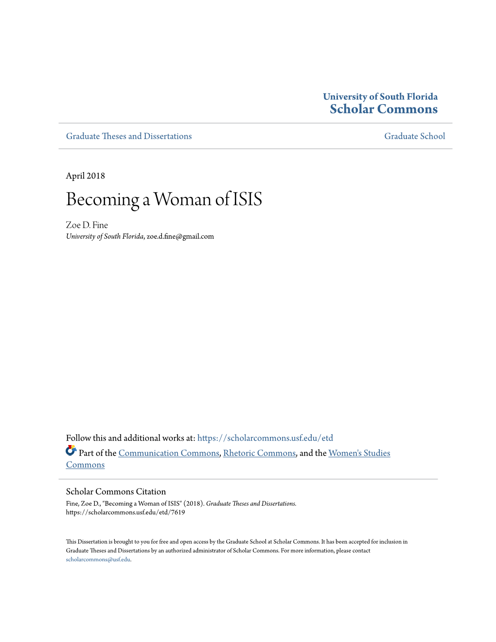 Becoming a Woman of ISIS Zoe D