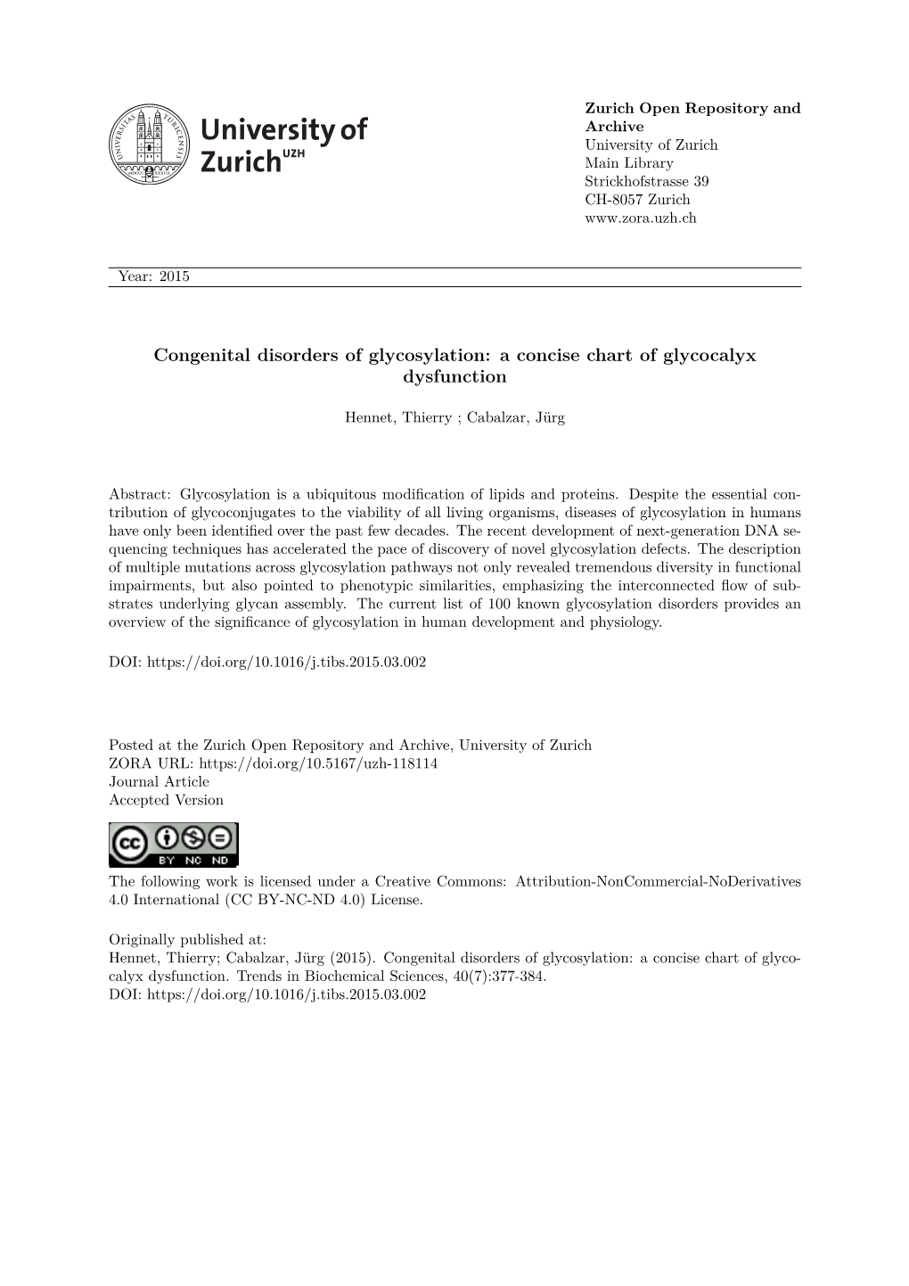 Congenital Disorders of Glycosylation: a Concise Chart of Glycocalyx Dysfunction