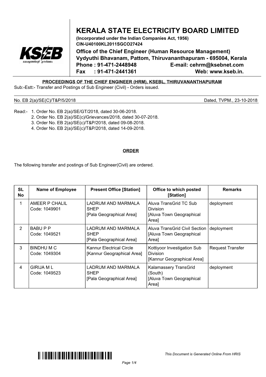 Kerala State Electricity Board Limited