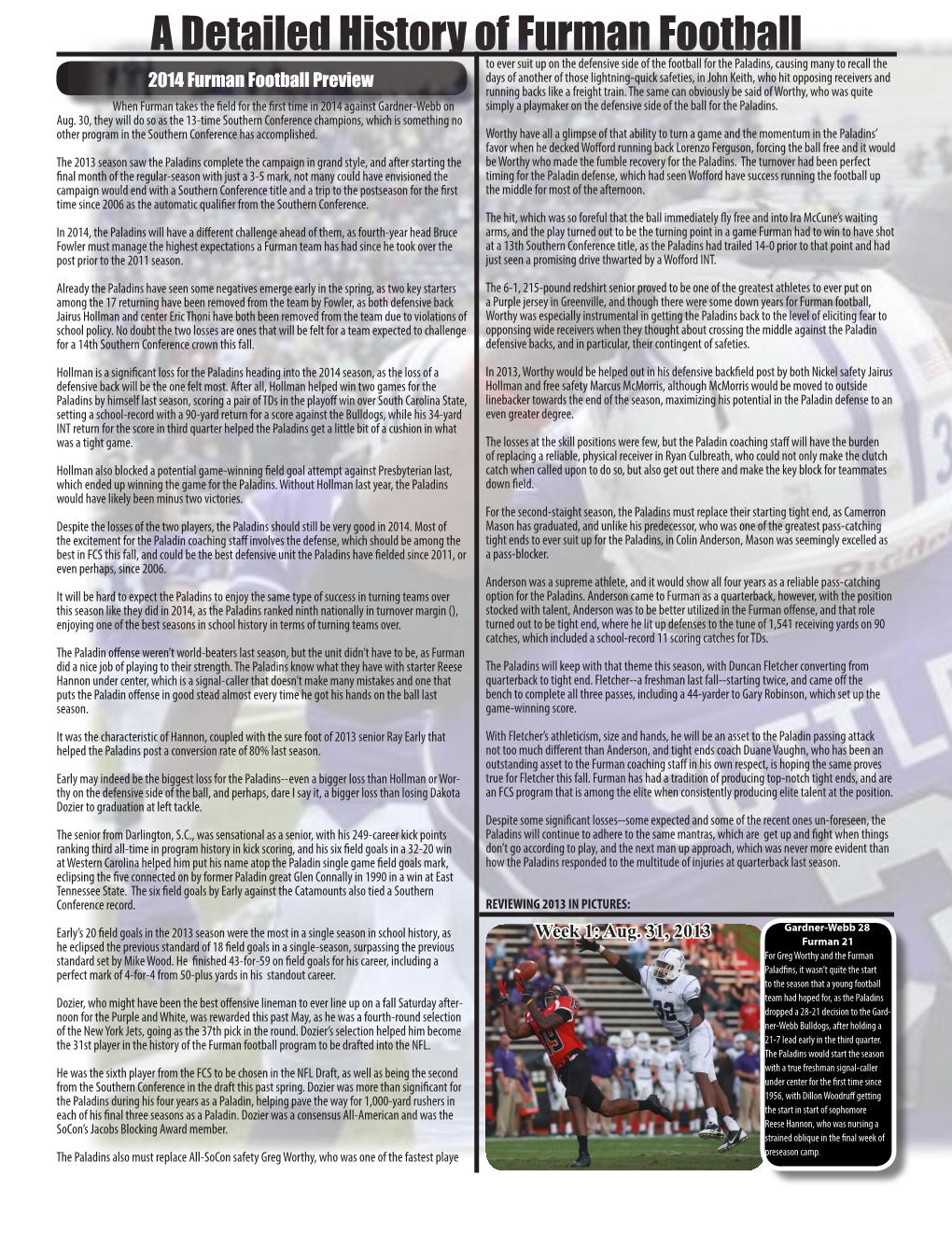 A Detailed History of Furman Football