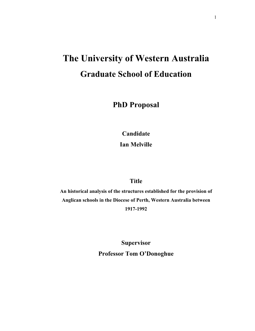 The University of Western Australia Graduate School of Education